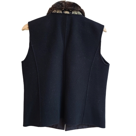 Wool Vest with Embroidery and Faux Fur Collar, Size Medium - Picture 2 of 10